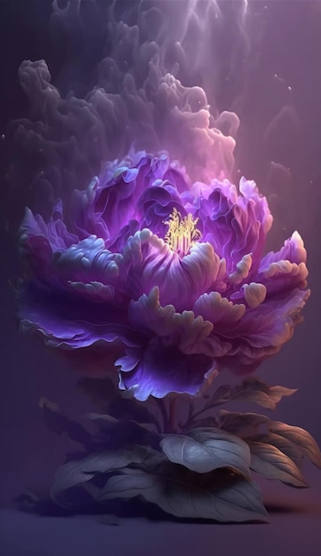 Eine violette Blume mit einer großen Blüte in der Mitte.