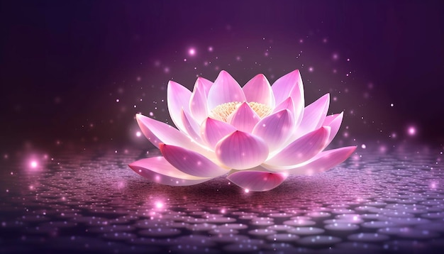 Eine violette Lotusblume mit leuchtender Mitte.