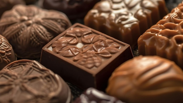 eine Vitrine voller in Schokolade getunkter Süßigkeiten wie Marshmallows und Brezeln