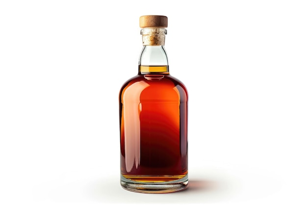 Foto eine volle flasche whiskey ist auf einem weißen hintergrund isoliert