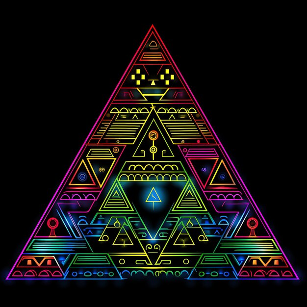 Foto eine von der antike inspirierte neonpyramide im neo-neon-linien-design, kreative kunst, einfach und minimalistisch