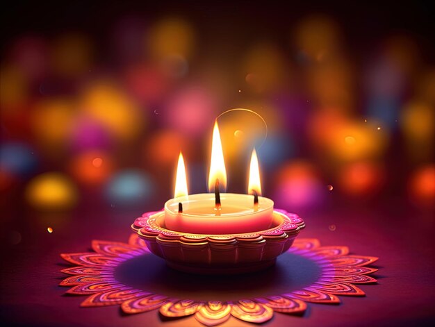 Eine Wachs- oder Öllampe wird für Diwali-Feierlichkeiten angezündet