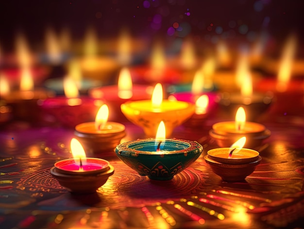 Eine Wachs- oder Öllampe wird für Diwali-Feierlichkeiten angezündet