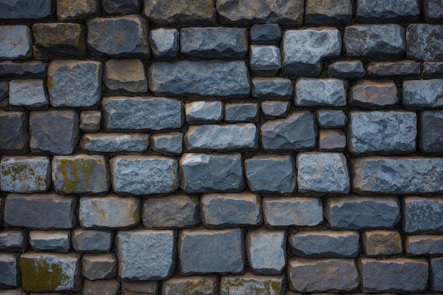 Eine Wand aus grauen Steinen mit dem Wort Stein darauf