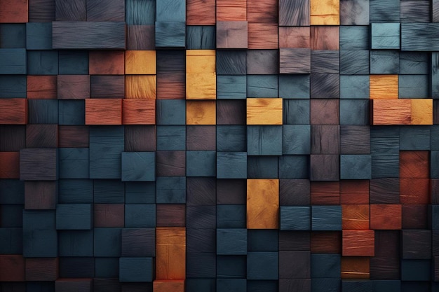 eine Wand aus Holz mit einem quadratischen Muster aus Quadraten.