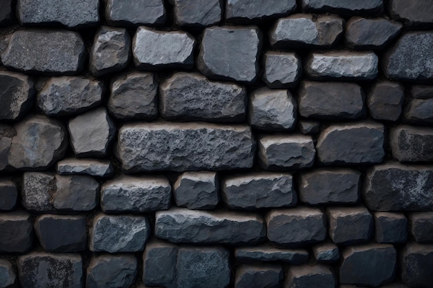 Eine Wand aus schwarzem Stein mit einer rauen Textur.