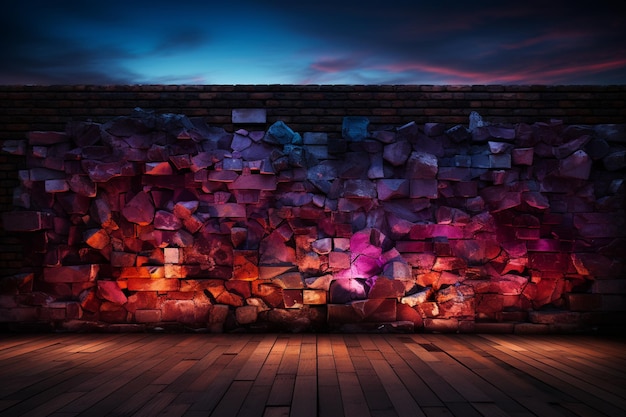 Eine Wand aus Zwielichttönen mit Ziegeln, die ein Gefühl gedämpfter Dramatik verkörpert