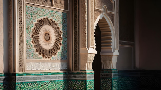 Eine Wand mit Blumenmuster in der Alhambra