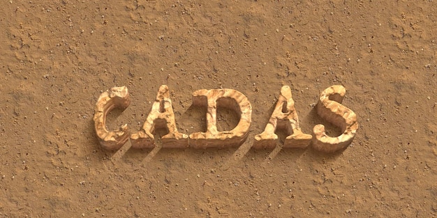 Eine Wand mit einem geschnitzten goldenen Text mit der Aufschrift „Cadas“ als Symbol des Jahres.