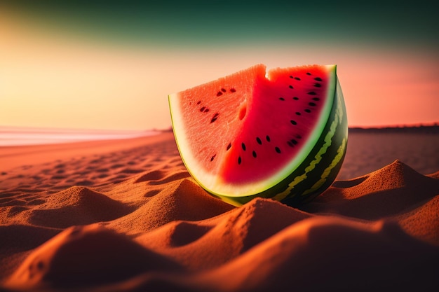 Eine Wassermelone auf einer Sanddüne