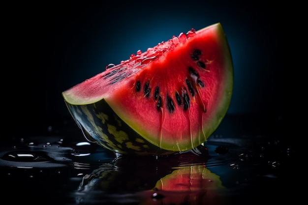 Eine Wassermelone auf schwarzem Hintergrund