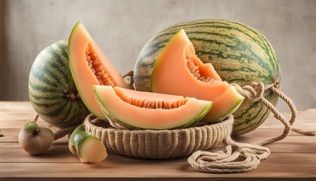 eine Wassermelone, die einen Biss aus ihr hat