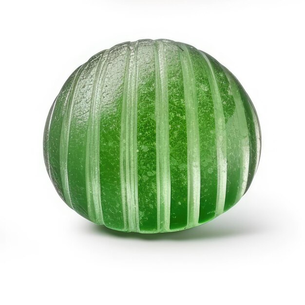 Eine Wassermelone, die grün ist und ein grünes Blatt hat.