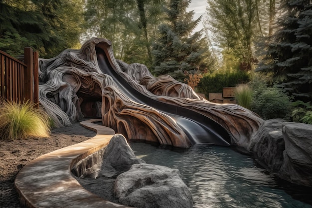 Eine Wasserrutsche im Park