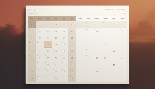 Foto eine website im zusammenhang mit einem kalender, auf der benutzer termine mit einem minimalistischen design anzeigen können