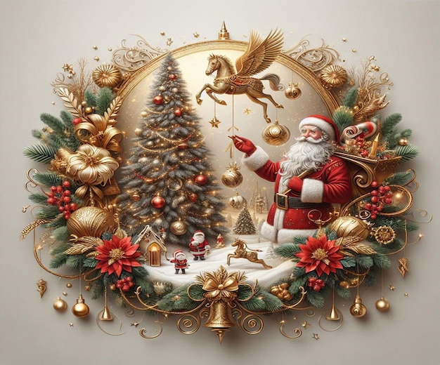 eine Weihnachtskarte mit einem Bild von Weihnachten und einem weihnachtsbaum