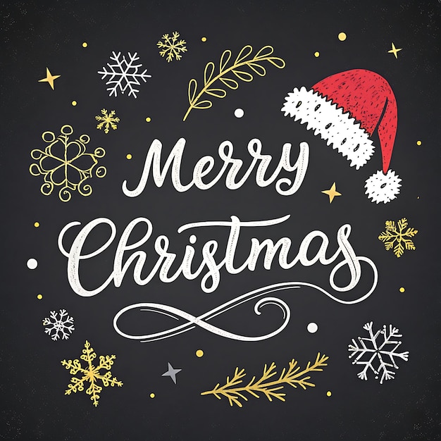 eine Weihnachtskarte mit einem Weihnachtenmütze-Hut drauf