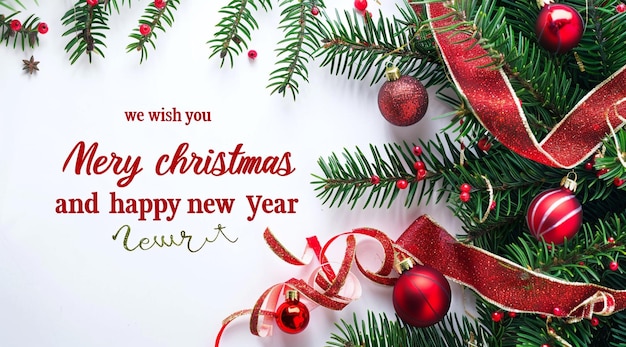 eine Weihnachtskarte mit einer Grüßkarte, auf der steht "Glückliches Weihnachten"