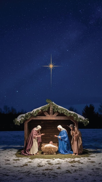 eine Weihnachtskrippe mit den Worten Jesus am Kreuz