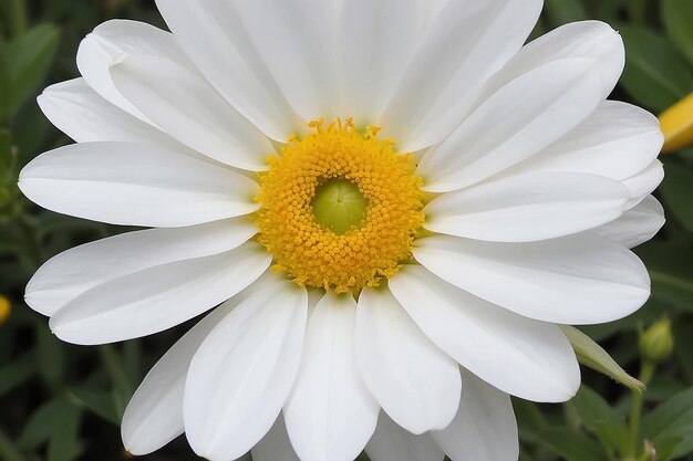 Eine weiße Blume mit gelbem Mittelpunkt und einem gelben Mittelpunkt