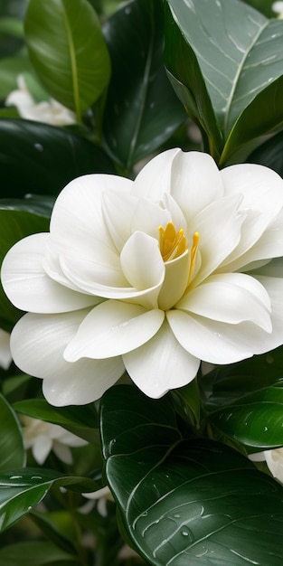 Eine weiße Blume mit gelber Mitte