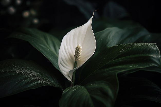 Eine weiße Blume mit grünem Hintergrund