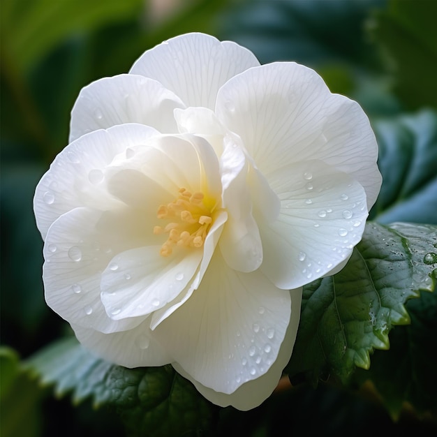 Eine weiße Blume mit Wassertropfen darauf