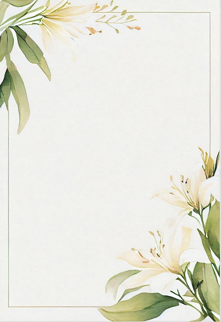 Eine weiße Blumengrenze mit grünen Blättern auf einem weißen Hintergrundvektor