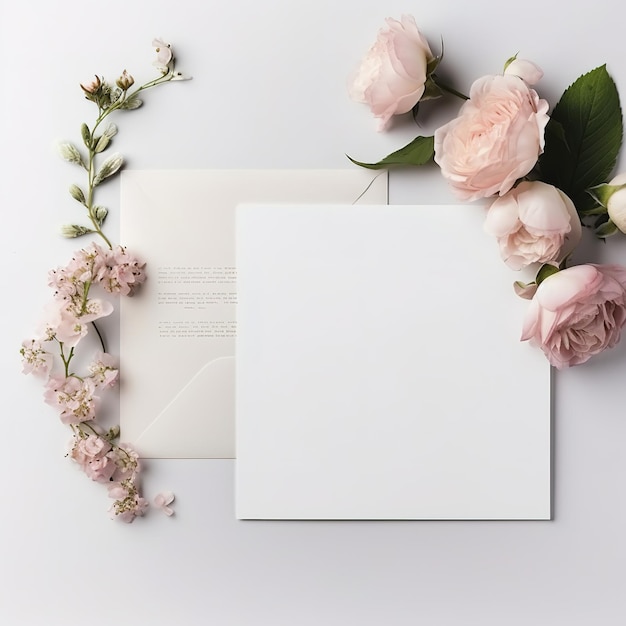Eine weiße Karte mit rosa Blumen und eine Karte mit der Aufschrift „Liebe“.