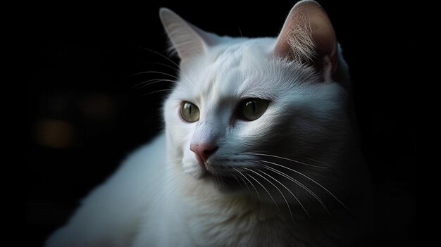 Foto eine weiße katze mit schwarzem hintergrund