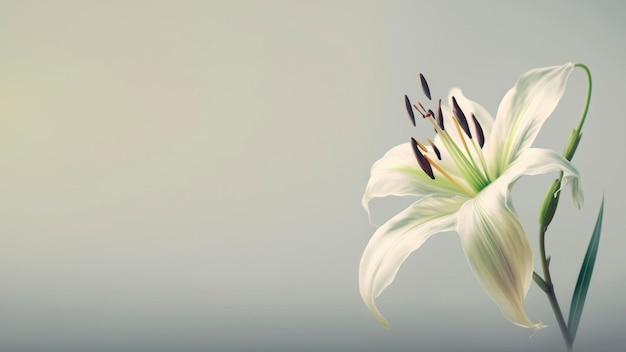 Eine weiße Lilie mit dem Wort Lilie darauf