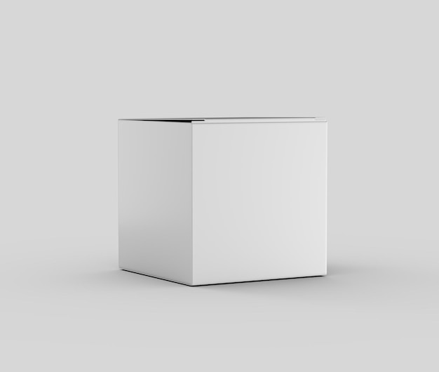 Eine weiße quadratische Kartonbox für Verpackungsmarkierungen und Produktmodelle 3D-Illustration