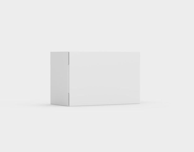 Eine weiße rechteckige Kartonbox-Mockup für horizontale Verpackungen 3D-Illustration