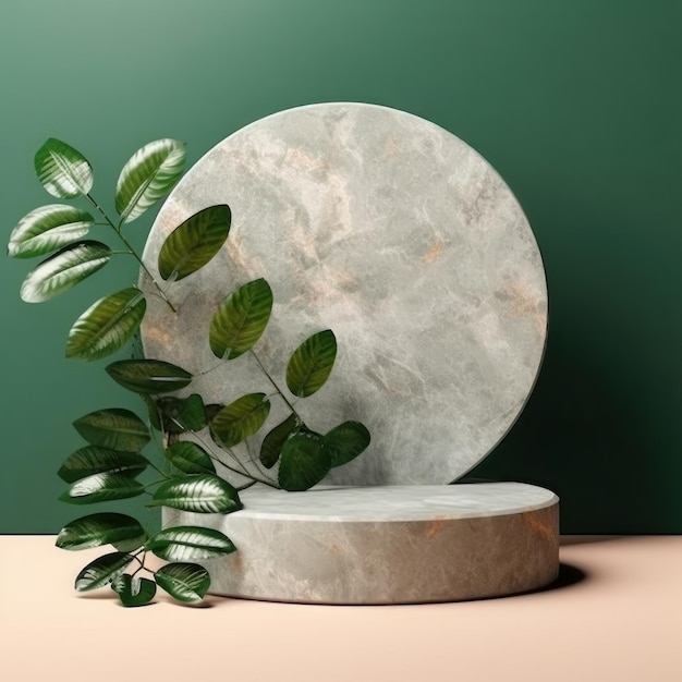 eine weiße Skulptur mit einer Pflanze darin und einem grünen Hintergrund.
