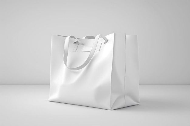Eine weiße Tasche mit einem Griff, auf dem "weiß" steht