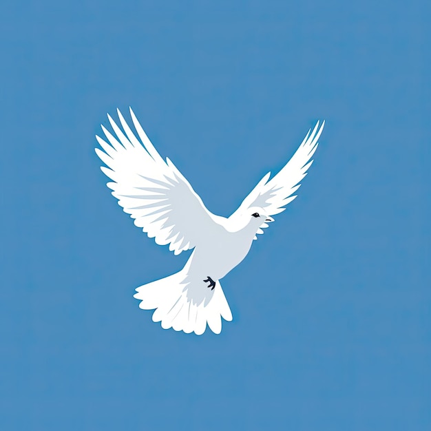 eine weiße Taube auf blauem Hintergrund