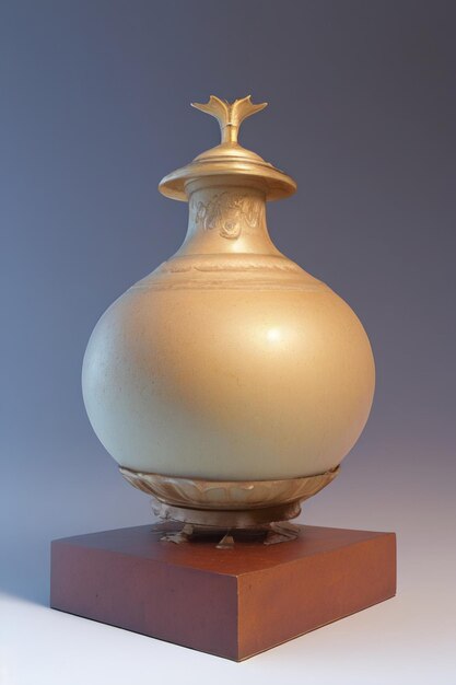 Eine weiße Vase mit einem kleinen Muster auf der Oberseite