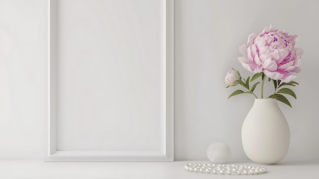 eine weiße Vase mit pinkfarbenen Blumen