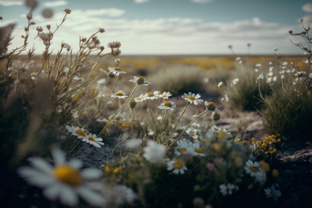 eine weite offene Ebene mit Wildblumen, die die Schönheit und Vielfalt der natürlichen Welt repräsentieren