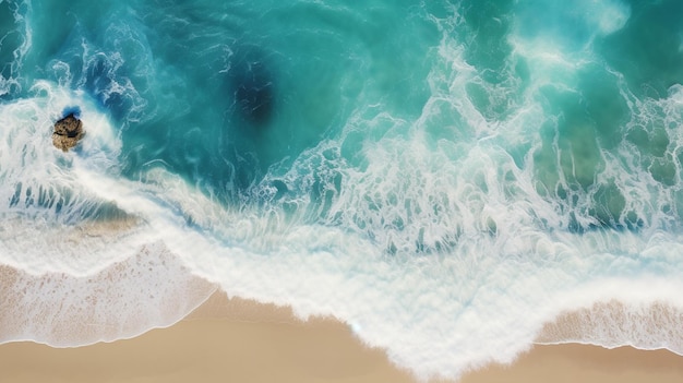 eine Welle bricht am Strand