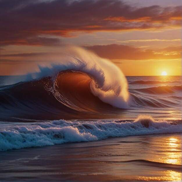 Foto eine welle, die kurz davor steht, an die küste zu stürzen