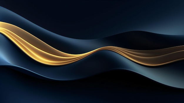 Foto eine welle mit goldenen und blauen linien auf einem dunklen hintergrund luxuriöse metallkurven design gradient abstract
