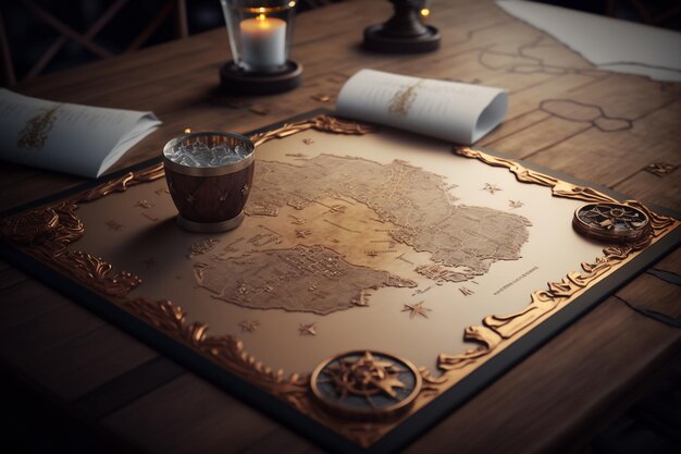 Eine Weltkarte auf einem Tisch