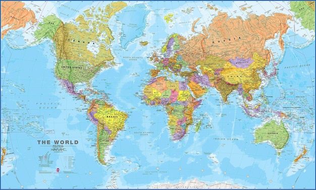 eine Weltkarte mit dem Namen der Welt darauf