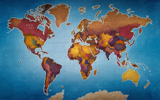 eine Weltkarte mit den Worten "die Welt" darauf