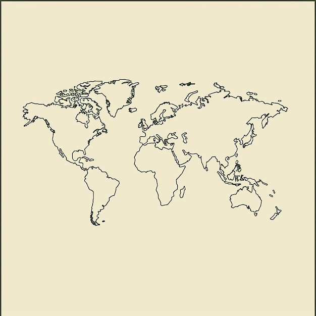 eine Weltkarte mit den Worten "die Welt" darauf