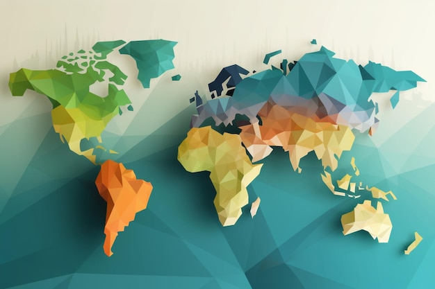 Eine Weltkarte mit verschiedenen Farben und dem Wort Welt darauf