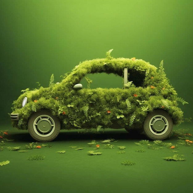 Eine Werbung für ein Auto mit grünem Hintergrund und dem Wort „Eco“ an der Seite.