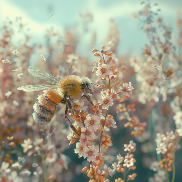 Eine winzige Insektenwelt, in der Bienen bestäuben
