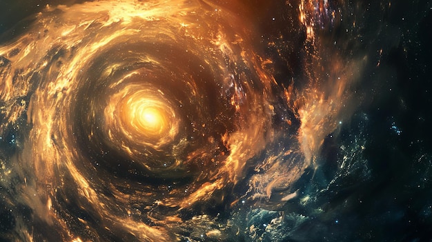 Eine wirbelnde Galaxie spiralförmig in den Tiefen des Weltraums seine Farben verschmelzen in einer faszinierenden Anzeige KI-generierte Illustration